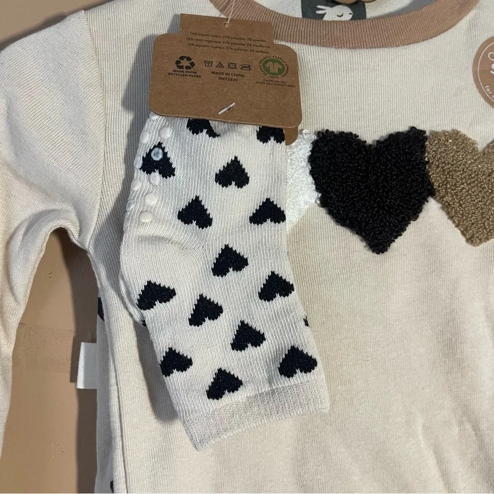 Heart Print Kids Pajamas Set Organic cotton 2T